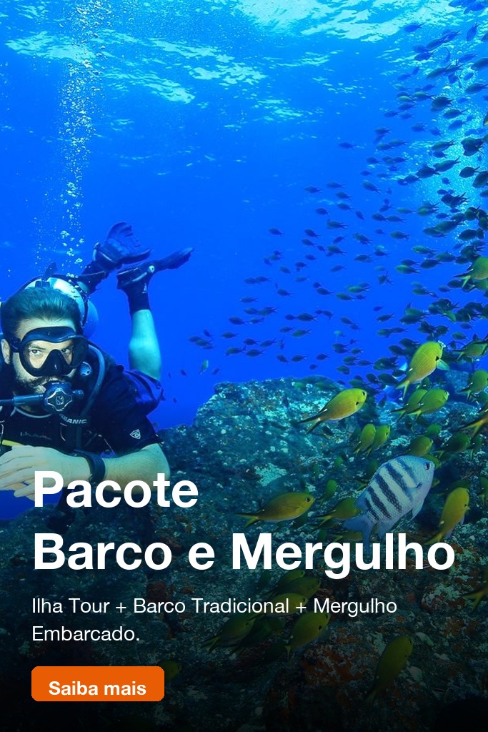 Combo Ilha Tour, Barco Tradicional Escuna e Mergulho Batismo Embarcado em Fernando de Noronha