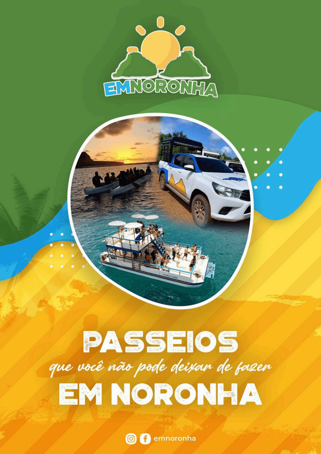 Capa do catálogo de passeios da Em Noronha